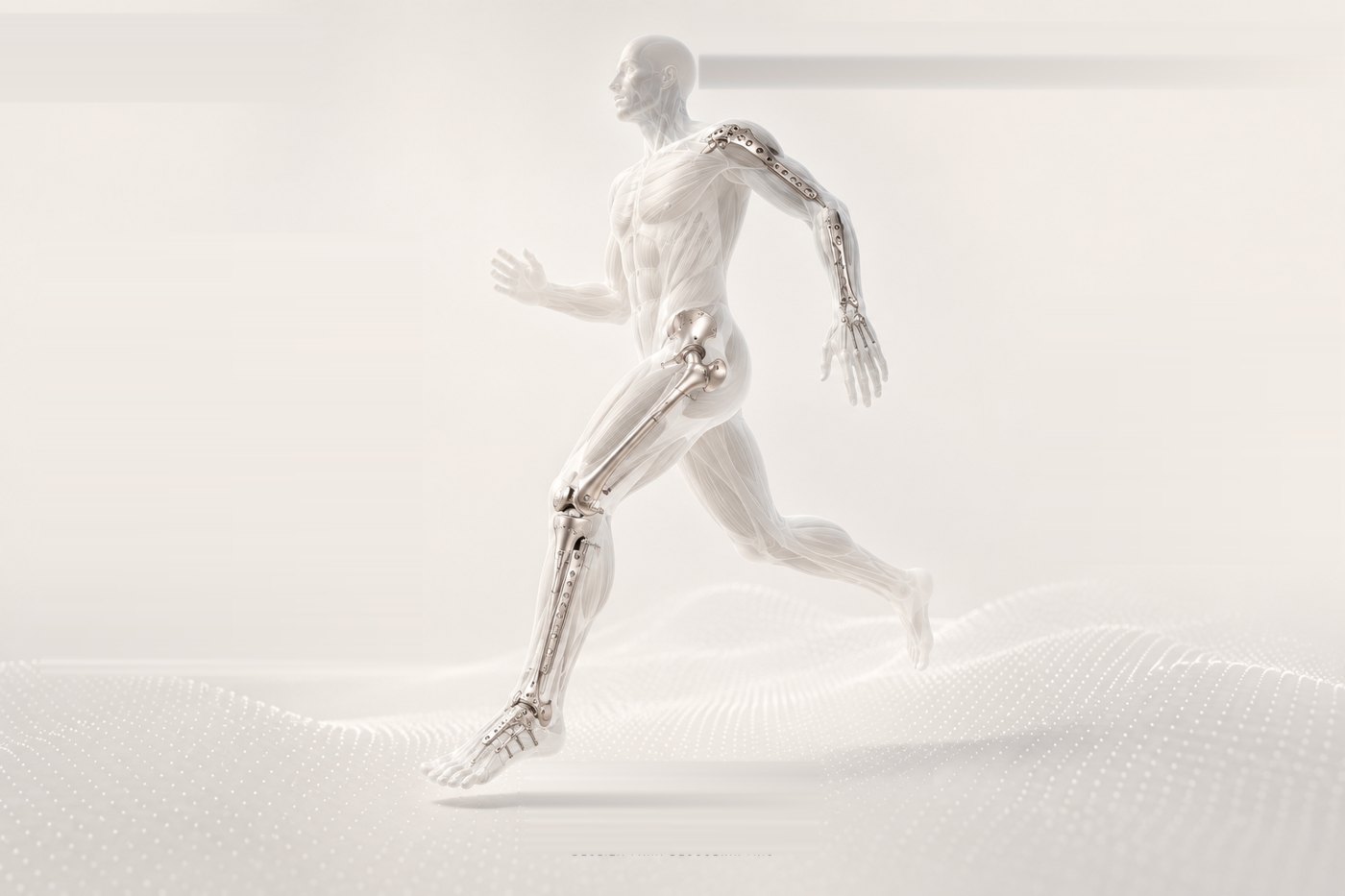Kuracis — cuerpo anatómico con implantes ortopédicos