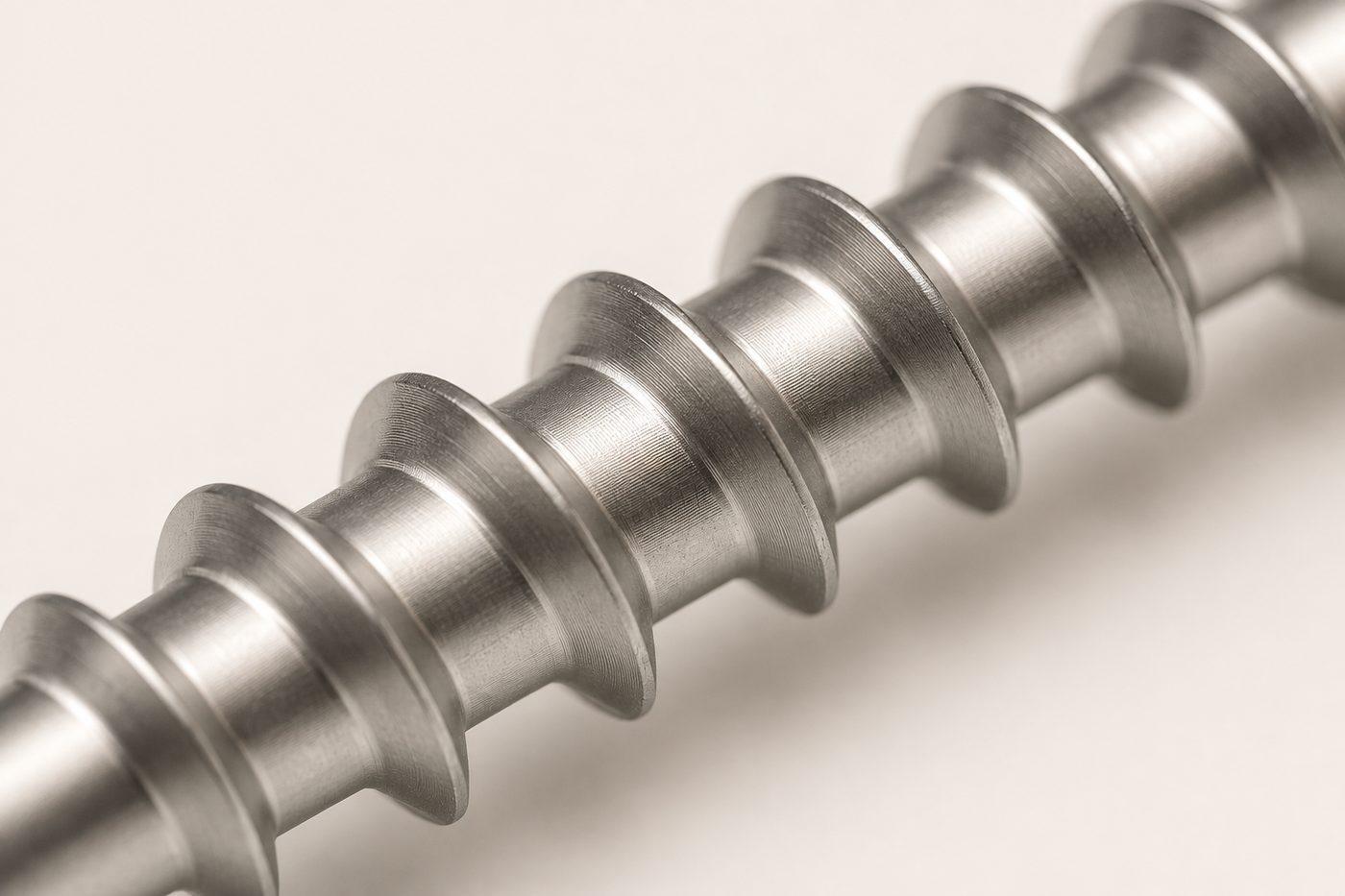 Detalle del maquinado de un tornillo de osteos&iacute;ntesis
